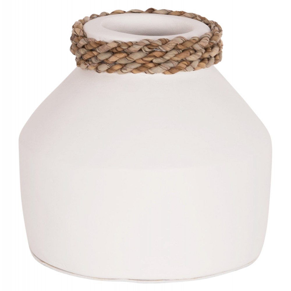 Επιτραπέζιο διακοσμητικό βάζο "CAMMER" από τερακότα σε χρώμα λευκό Φ16x15