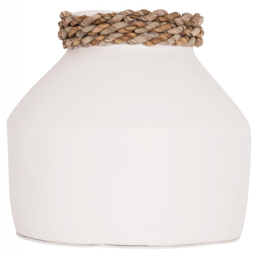 Επιτραπέζιο διακοσμητικό βάζο "CAMMER" από τερακότα σε χρώμα λευκό Φ16x15