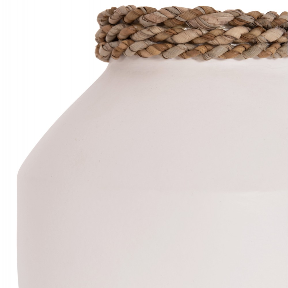 Επιτραπέζιο διακοσμητικό βάζο "CAMMER" από τερακότα σε χρώμα λευκό Φ16x15