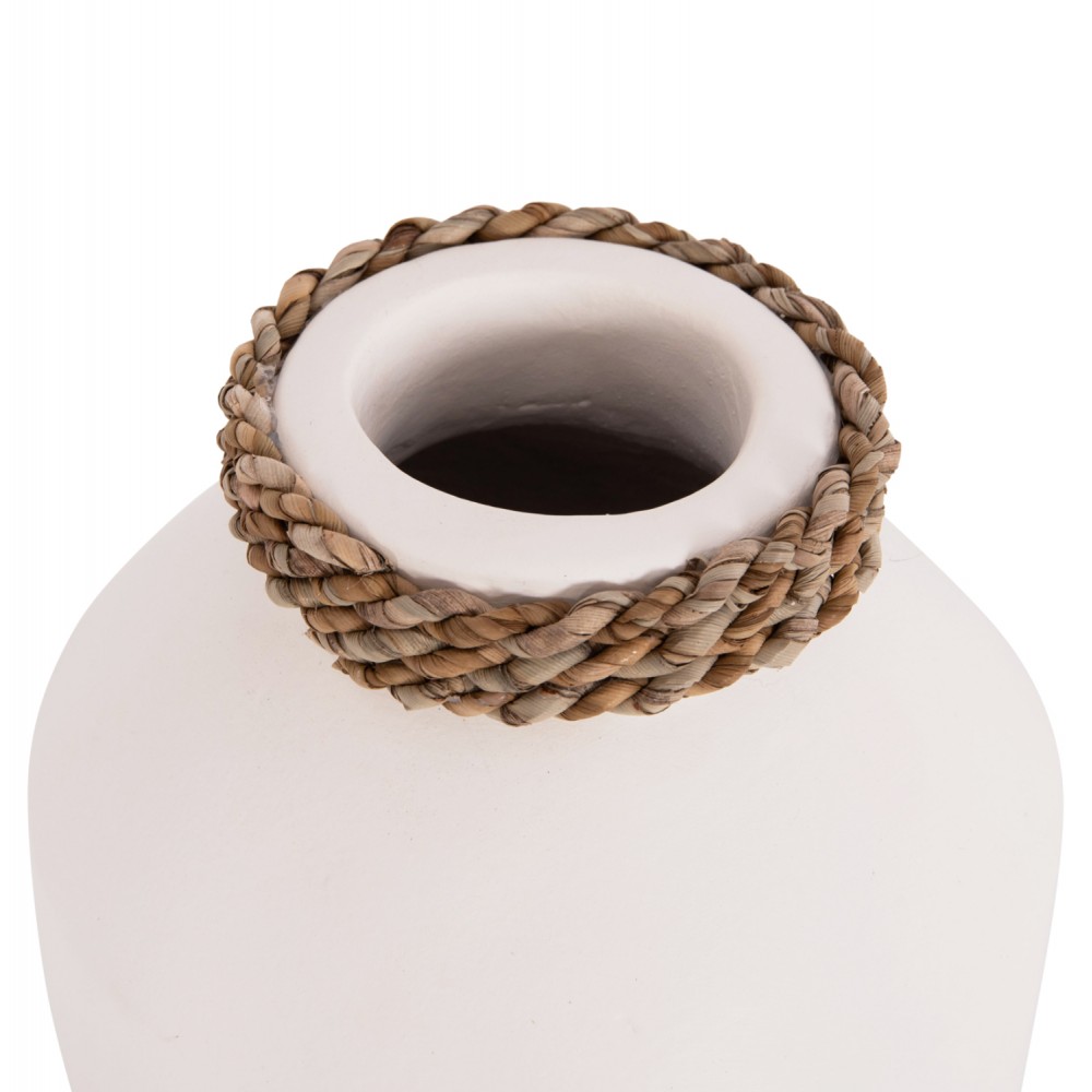 Επιτραπέζιο διακοσμητικό βάζο "CAMMER" από τερακότα σε χρώμα λευκό Φ16x15