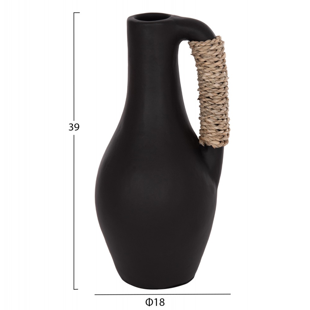 Επιτραπέζιο διακοσμητικό βάζο "CAMMER" από τερακότα σε χρώμα μαύρο Φ18x39
