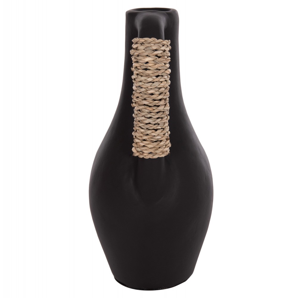 Επιτραπέζιο διακοσμητικό βάζο "CAMMER" από τερακότα σε χρώμα μαύρο Φ18x39