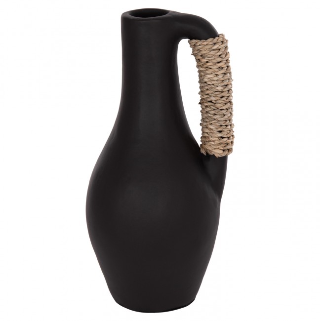 Επιτραπέζιο διακοσμητικό βάζο "CAMMER" από τερακότα σε χρώμα μαύρο Φ18x39