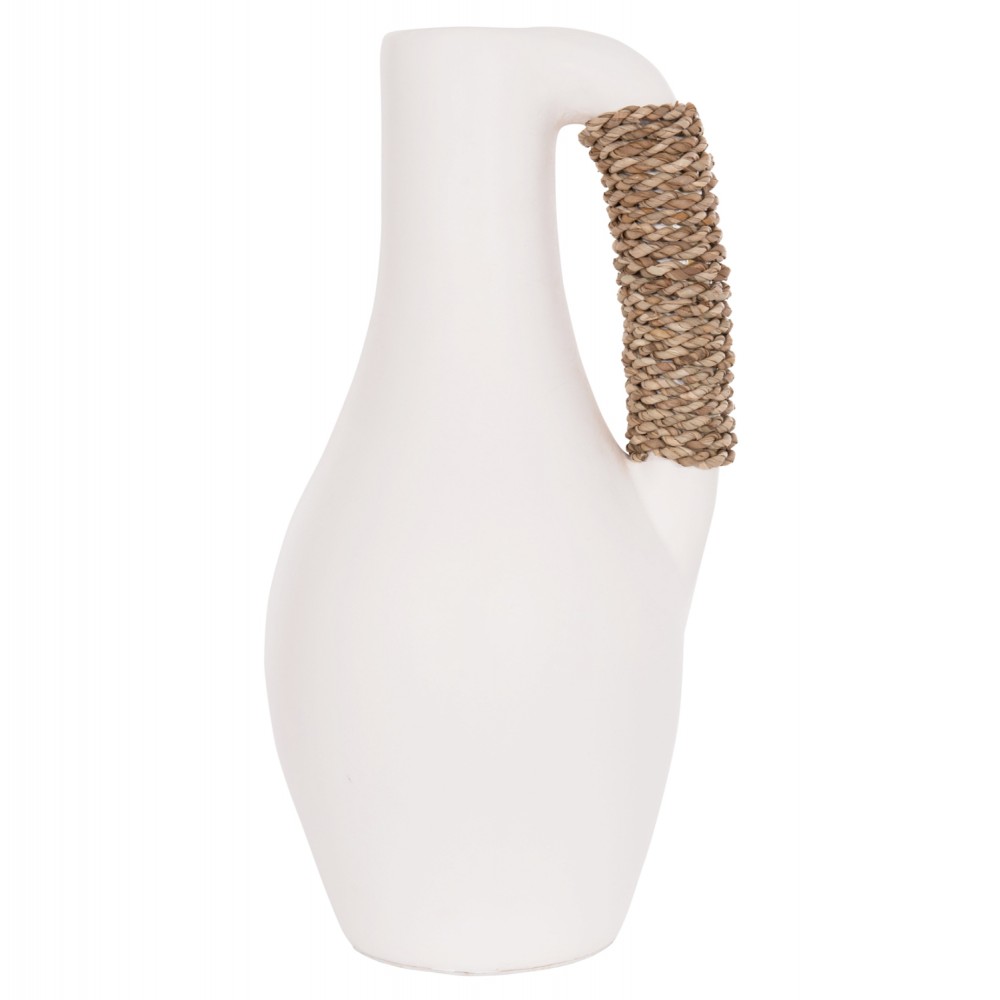 Επιτραπέζιο διακοσμητικό βάζο "CAMMER" από τερακότα σε χρώμα λευκό Φ18x39