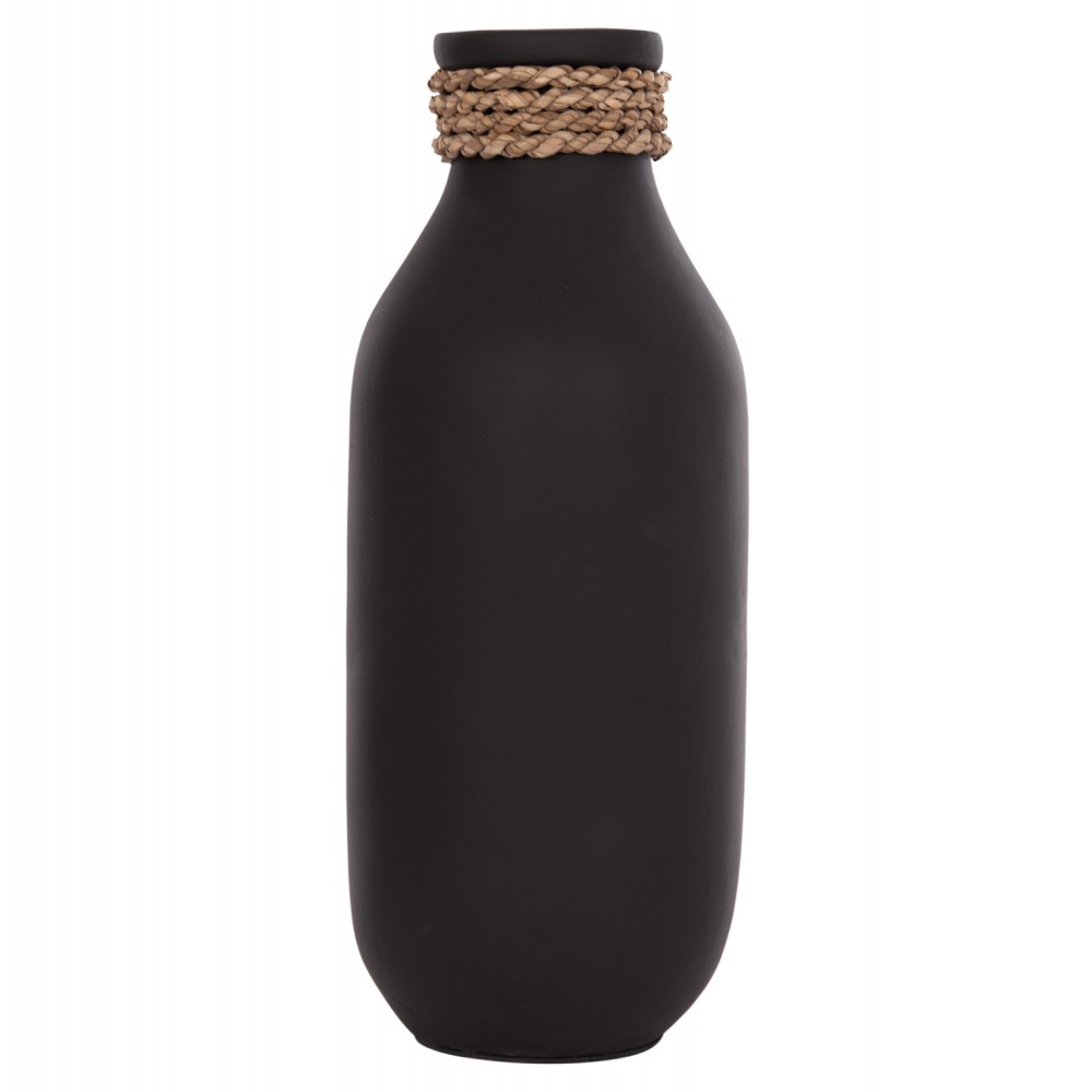 Επιτραπέζιο διακοσμητικό βάζο "CAMMER" από τερακότα σε χρώμα μαύρο Φ13x34