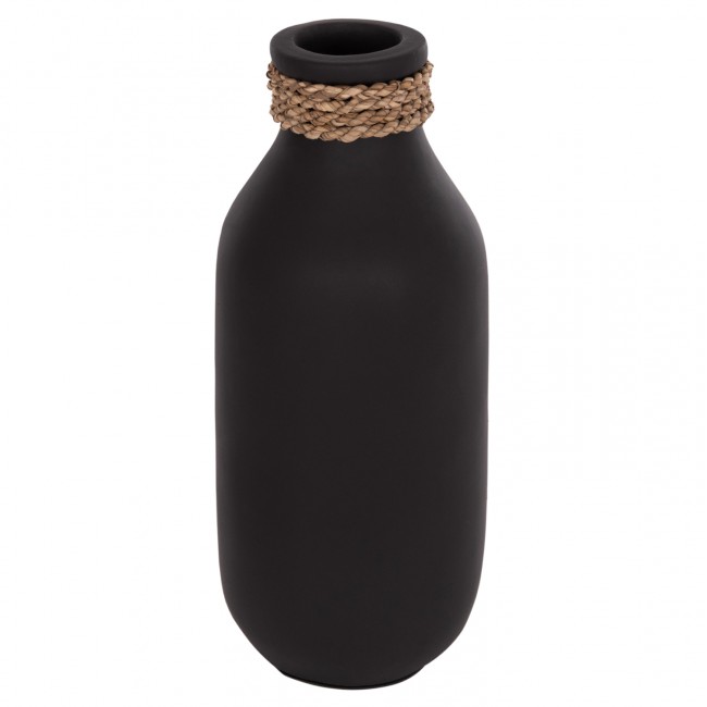Επιτραπέζιο διακοσμητικό βάζο "CAMMER" από τερακότα σε χρώμα μαύρο Φ13x34