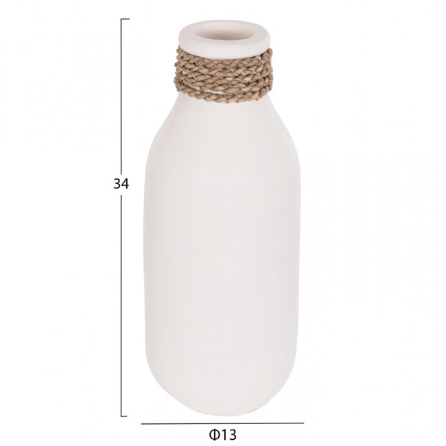 Επιτραπέζιο διακοσμητικό βάζο "CAMMER" από τερακότα σε χρώμα λευκό Φ13x34