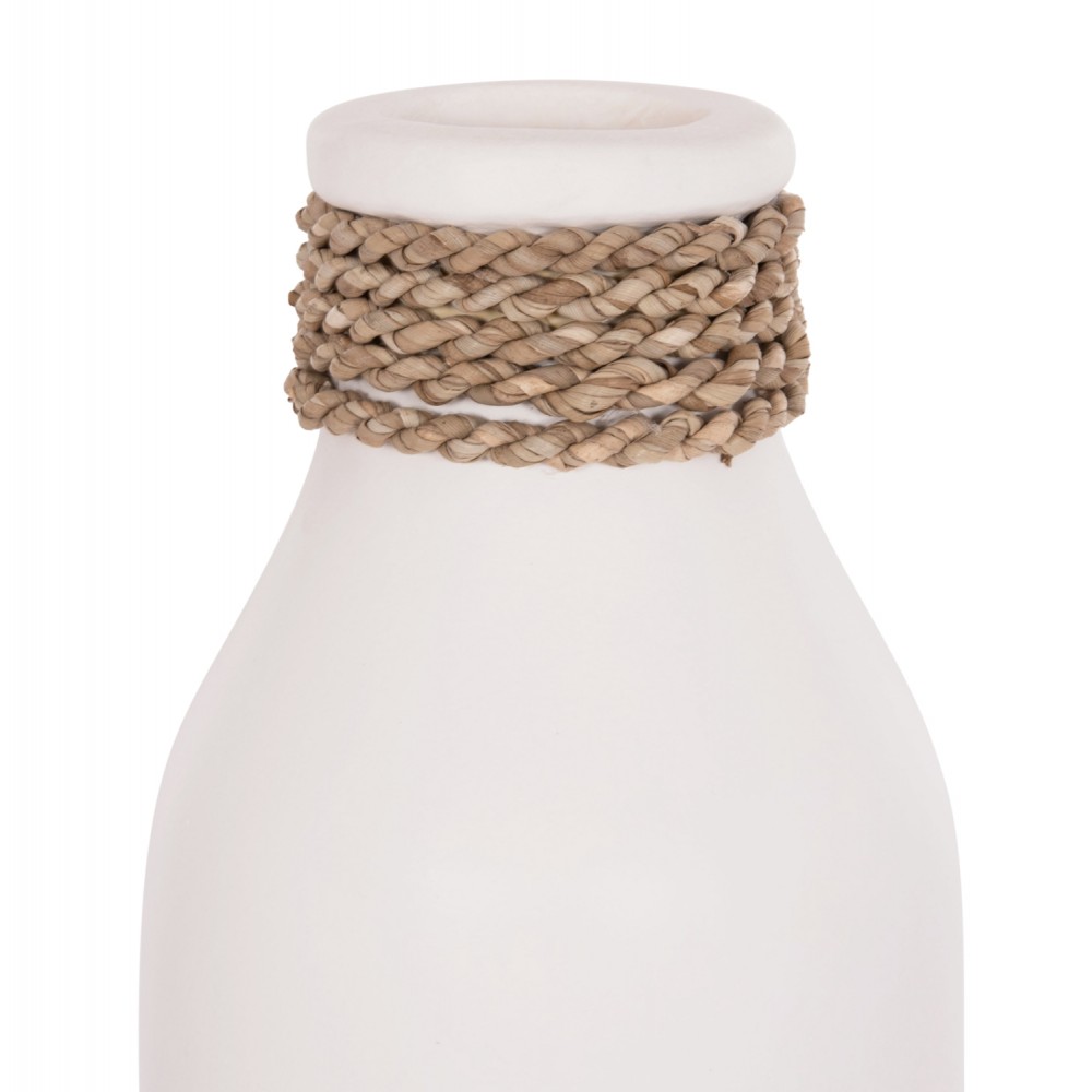 Επιτραπέζιο διακοσμητικό βάζο "CAMMER" από τερακότα σε χρώμα λευκό Φ13x34