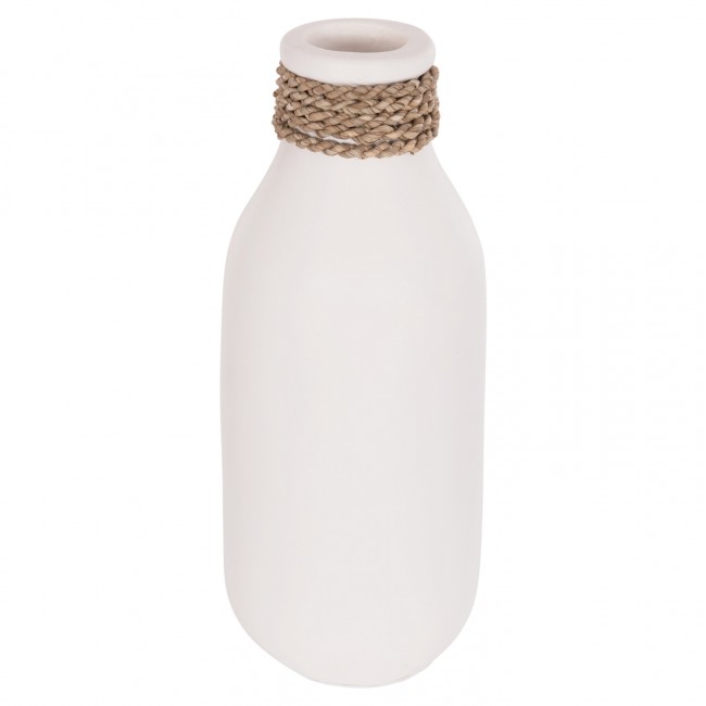 Επιτραπέζιο διακοσμητικό βάζο "CAMMER" από τερακότα σε χρώμα λευκό Φ13x34