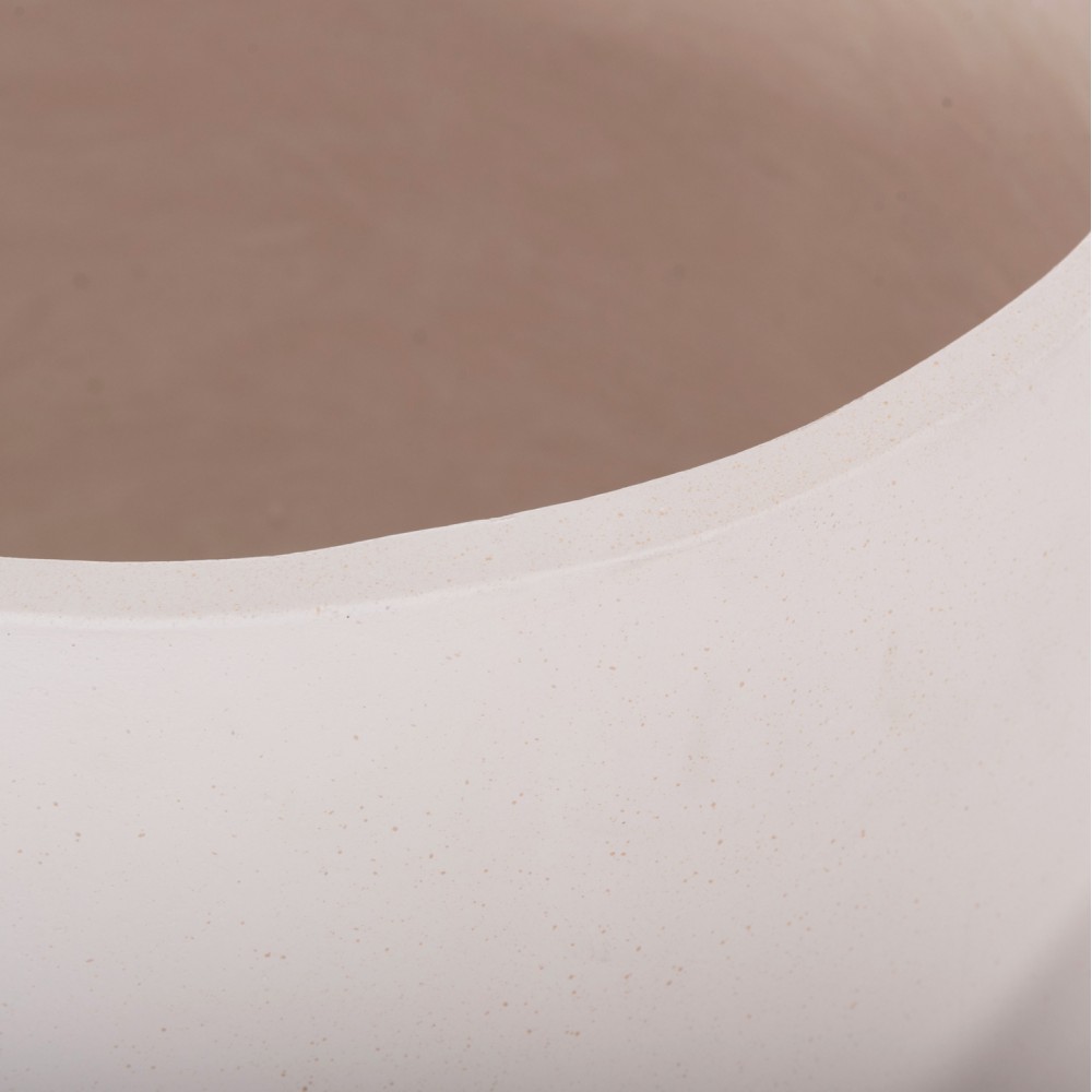 Σετ γλάστρες "TRYLL" 3τμχ από fiber cement/ξύλο teak σε χρώμα λευκό/φυσικό Φ41.5x63&Φ34x50&Φ24.5x37