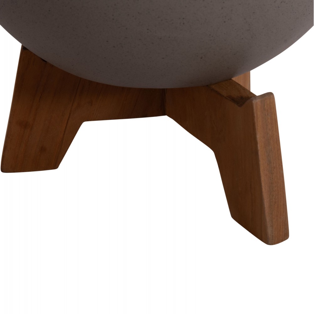 Σετ γλάστρες "TRYLL" 3τμχ από fiber cement/ξύλο teak σε χρώμα γκρι/φυσικό Φ41.5x63&Φ34x50&Φ24.5x37