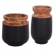 Σετ διακοσμητικά βάζα δαπέδου "LINTER" από από fiber cement/ξύλο σε χρώμα μαύρο/φυσικό Φ41x47&Φ34x60