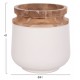 Σετ διακοσμητικά βάζα δαπέδου "LINTER" από από fiber cement/ξύλο σε χρώμα λευκό/φυσικό Φ41x47&Φ34x60