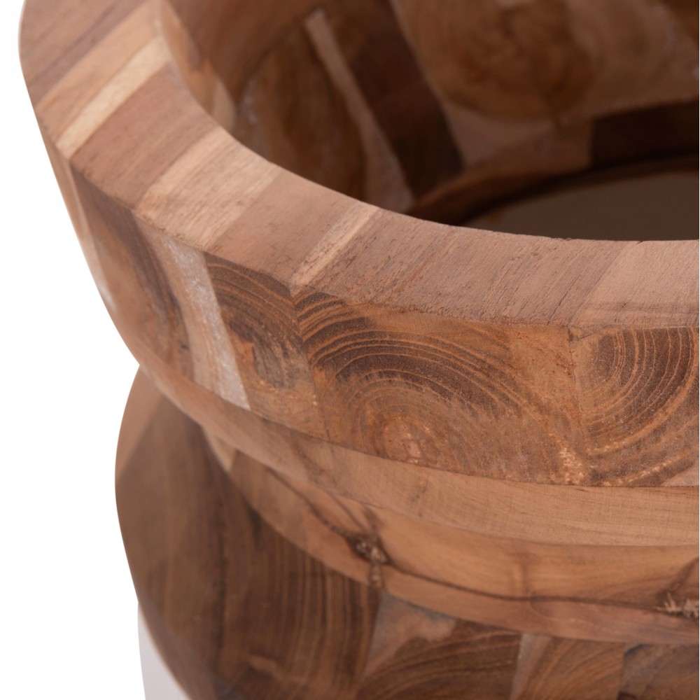 Σετ διακοσμητικά βάζα δαπέδου "LINTER" από από fiber cement/ξύλο σε χρώμα λευκό/φυσικό Φ41x47&Φ34x60