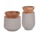 Σετ διακοσμητικά βάζα δαπέδου "LINTER" από από fiber cement/ξύλο σε χρώμα γκρι/φυσικό Φ41x47&Φ34x60