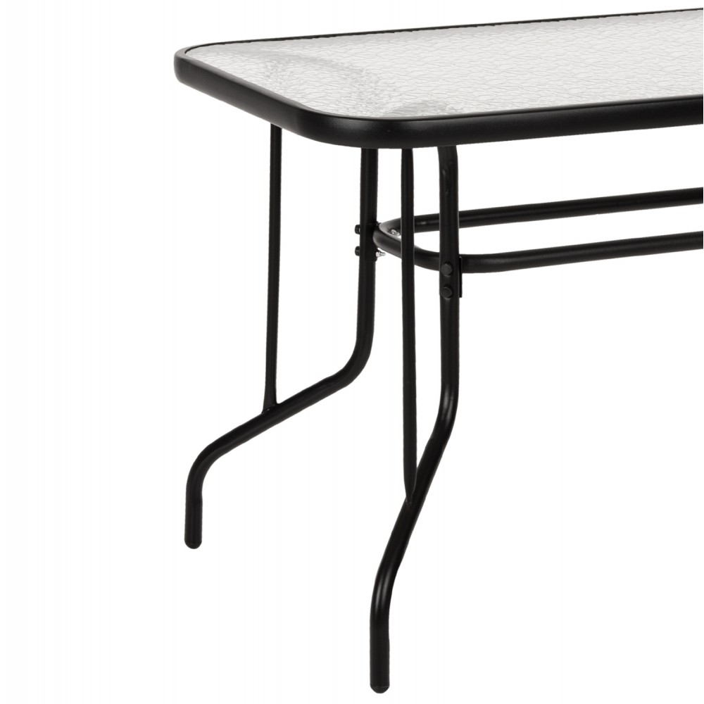 Σετ τραπεζαρία "ADAM" 5τμχ από μέταλλο/αλουμίνιο/γυαλί σε χρώμα μαύρο 110x60x71