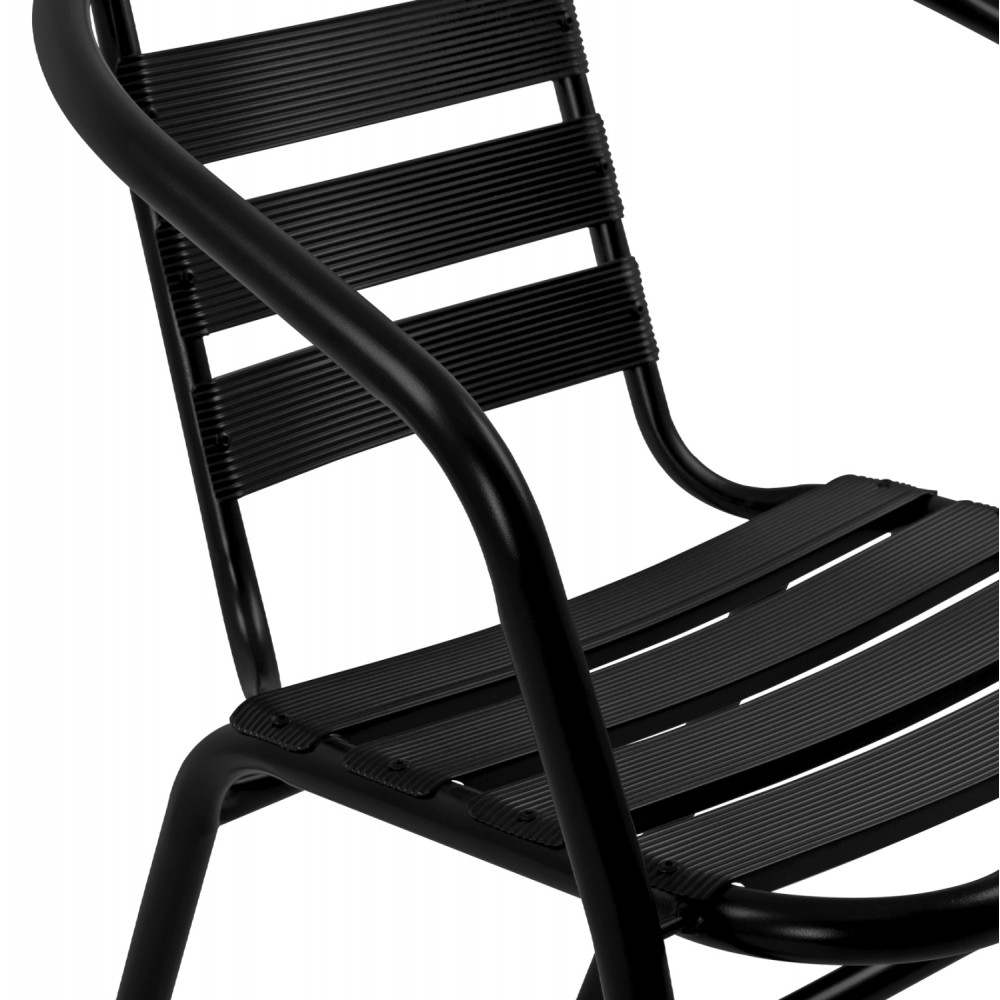 Σετ τραπεζαρία "ADAM" 5τμχ από μέταλλο/αλουμίνιο/γυαλί σε χρώμα μαύρο 110x60x71