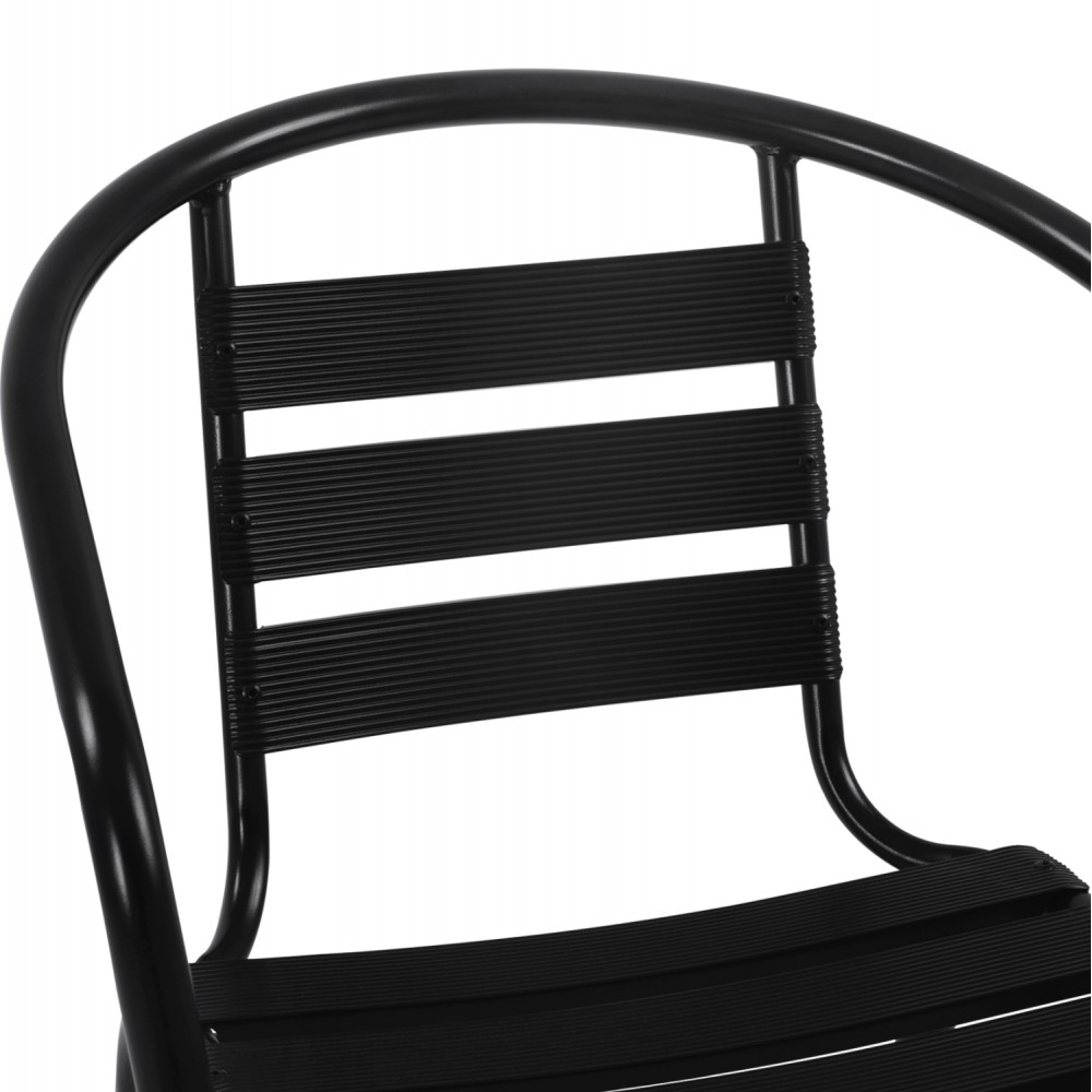 Σετ τραπεζαρία "ADAM" 5τμχ από μέταλλο/αλουμίνιο/γυαλί σε χρώμα μαύρο 110x60x71