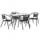 Σετ τραπεζαρία "ADAM" 5τμχ από μέταλλο/αλουμίνιο/γυαλί σε χρώμα μαύρο 110x60x71