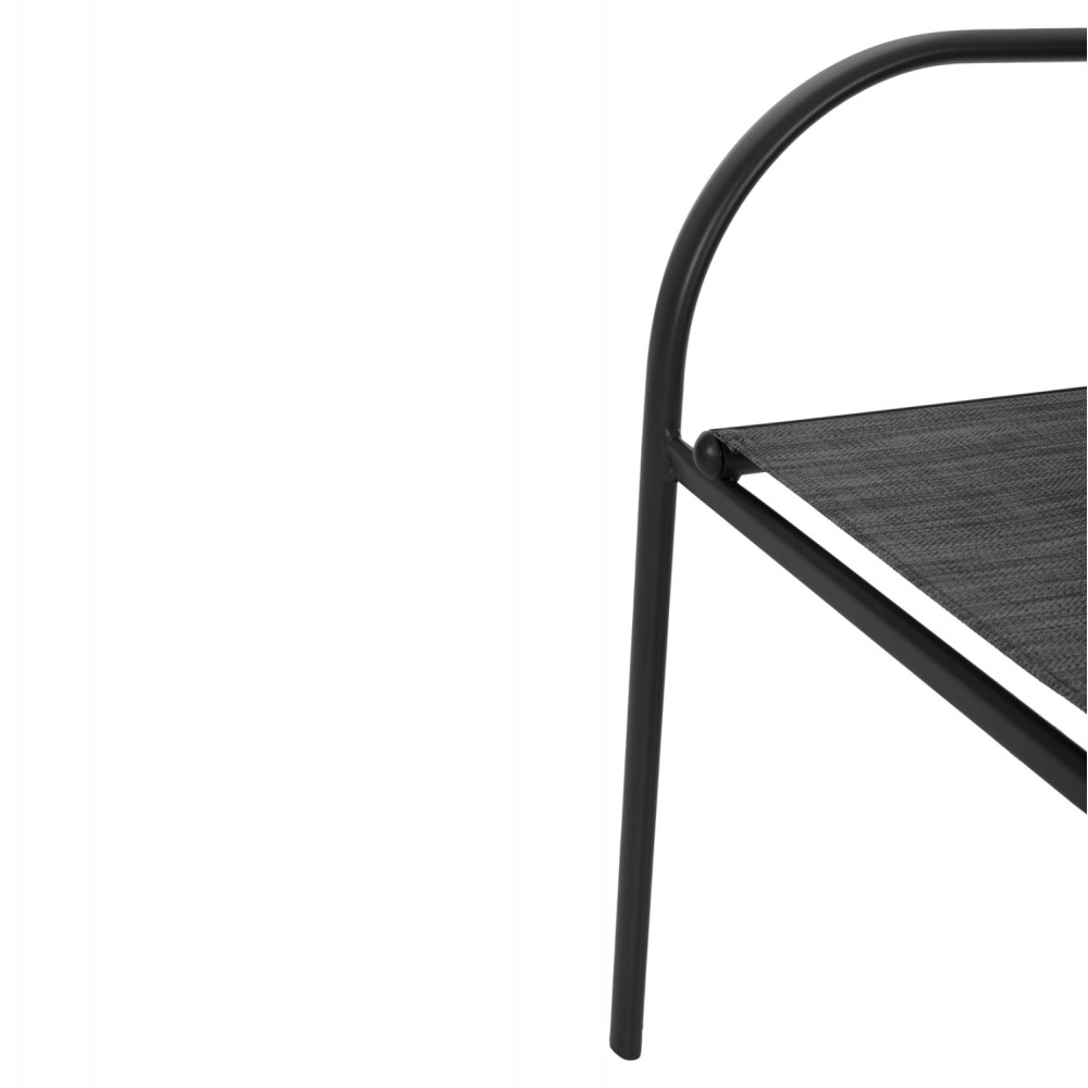 Σετ τραπεζαρία "REDAN" 5τμχ από μέταλλο/textilene/γυαλί σε χρώμα μαύρο 110x60x71