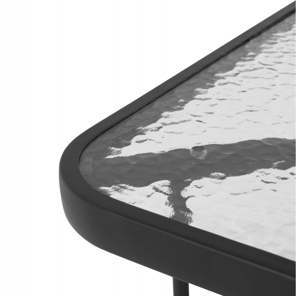 Σετ τραπεζαρία "REDAN" 5τμχ από μέταλλο/textilene/γυαλί σε χρώμα μαύρο 110x60x71