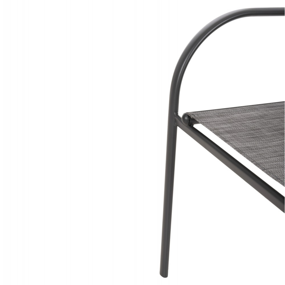 Σετ τραπεζαρία "REDAN" 5τμχ από μέταλλο/textilene/γυαλί σε χρώμα γκρι 110x60x71