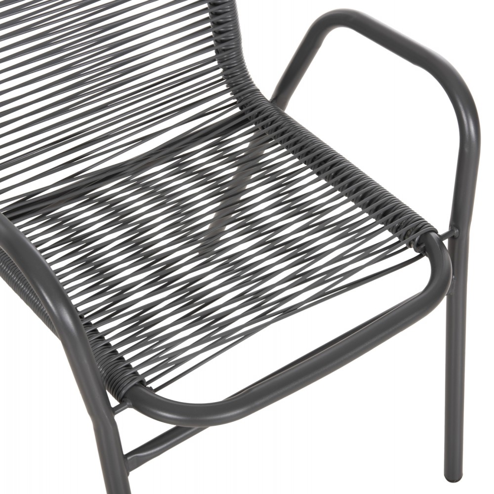 Σετ τραπεζαρίας "AVRIL" 5τμχ από μέταλλο/rattan/γυαλί σε χρώμα γκρι 110x60x71