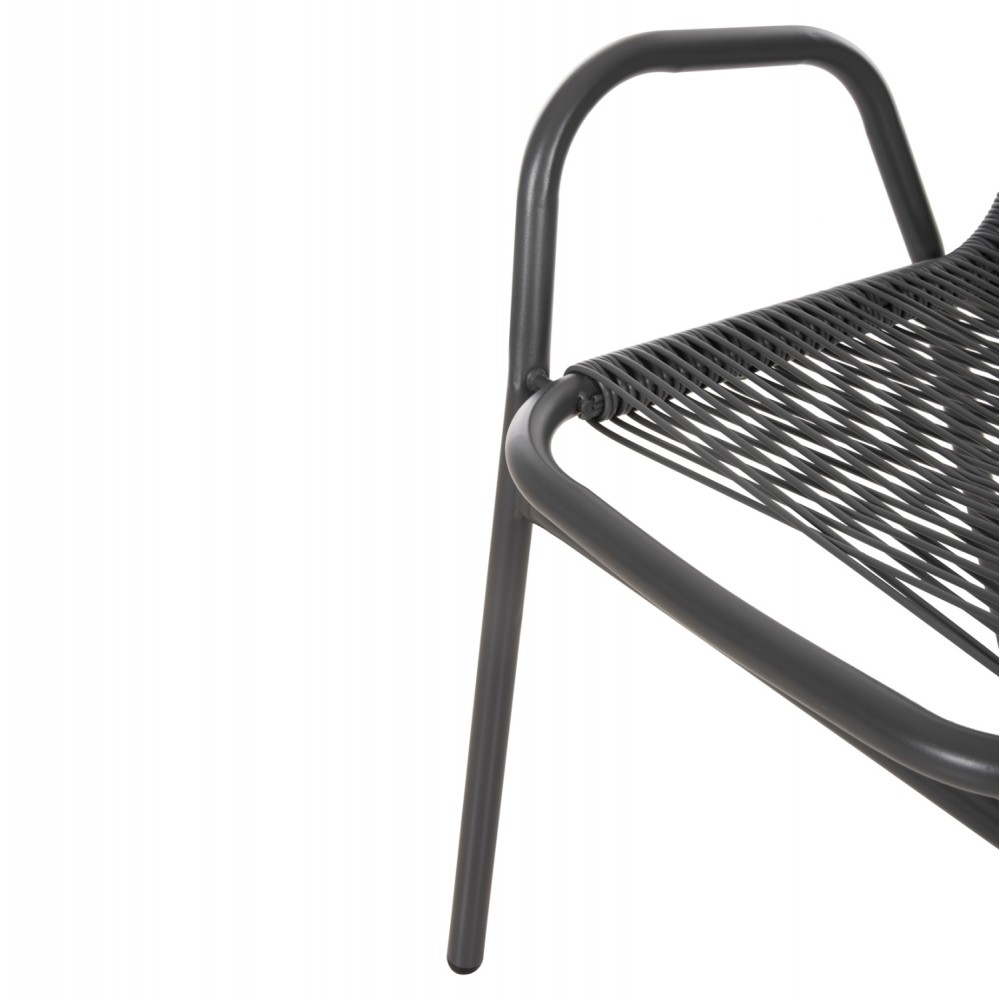 Σετ τραπεζαρίας "AVRIL" 5τμχ από μέταλλο/rattan/γυαλί σε χρώμα γκρι 110x60x71