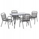 Σετ τραπεζαρίας "AVRIL" 5τμχ από μέταλλο/rattan/γυαλί σε χρώμα γκρι 110x60x71