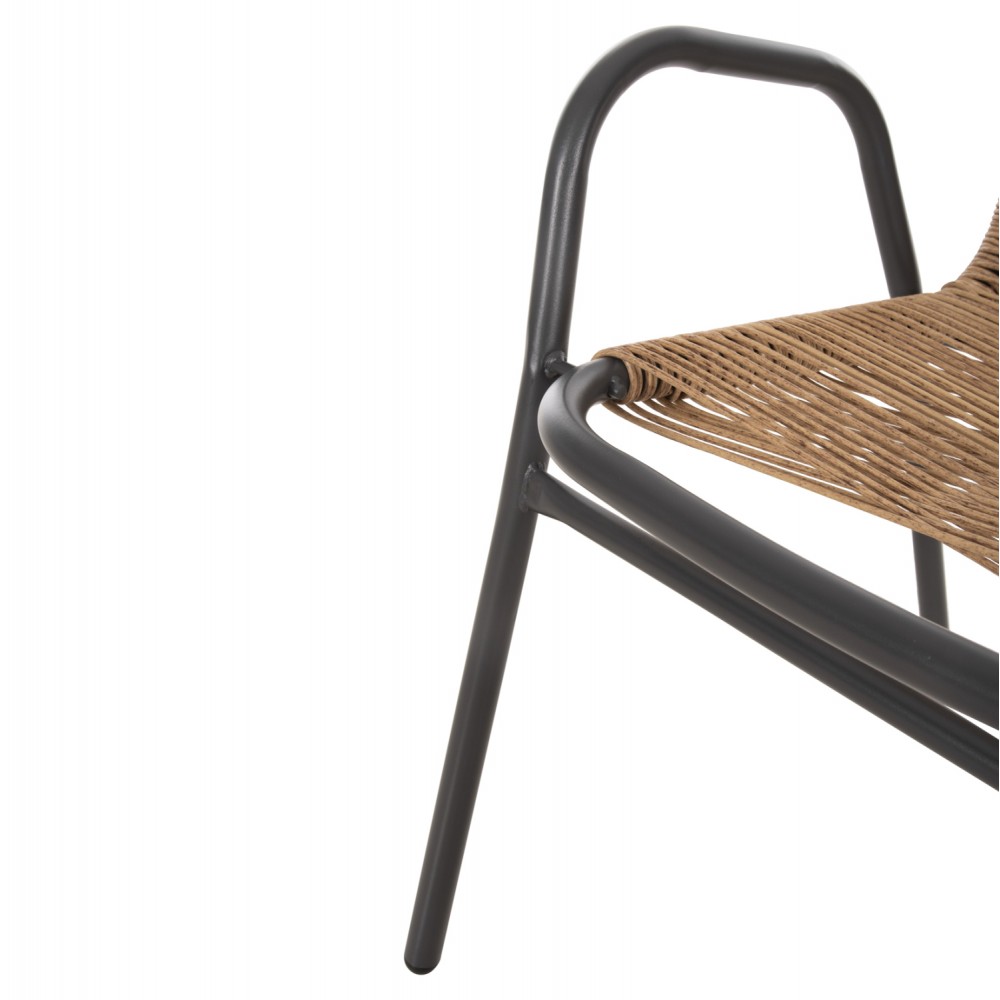 Σετ τραπεζαρίας "AVRIL" 5τμχ από μέταλλο/rattan/γυαλί σε χρώμα γκρι/φυσικό 110x60x71