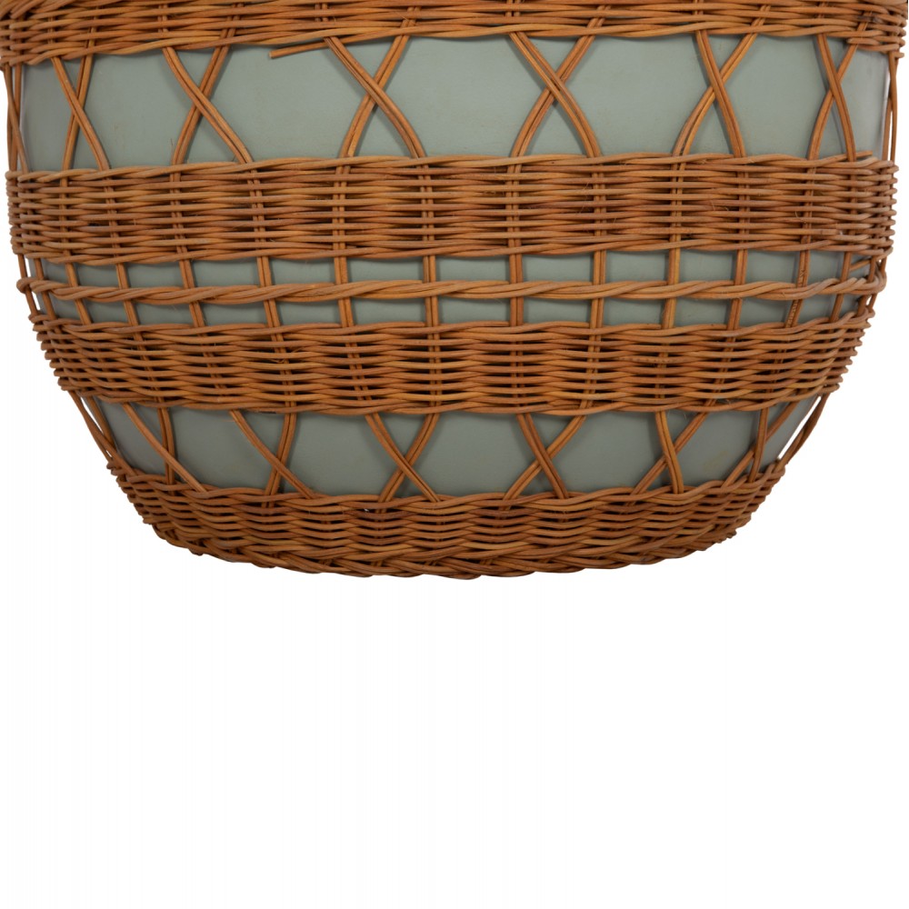 Τραπέζι σαλονιού "VILHENA" από fiber cement/rattan σε χρώμα πράσινο/φυσικό Φ56x47