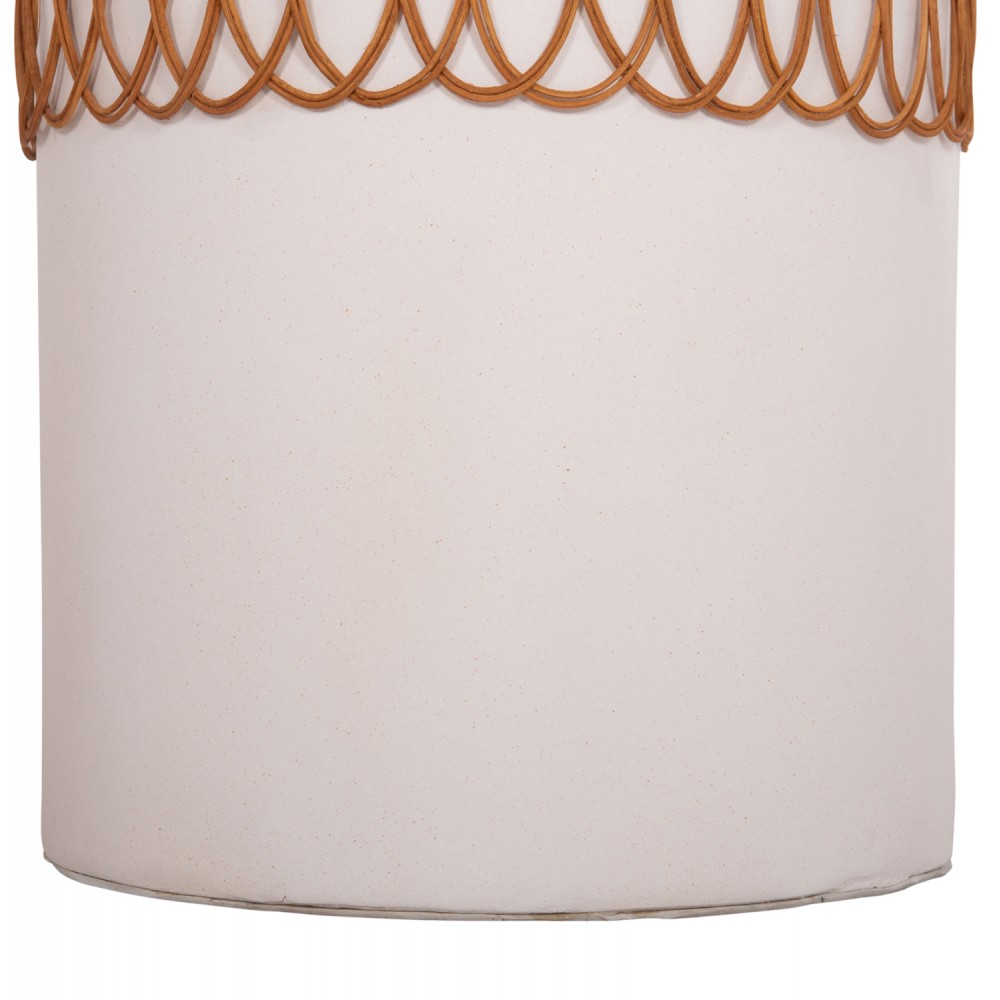 Τραπέζι τραπεζαρίας "PRILEP" από fiber cement/rattan σε χρώμα λευκό/φυσικό Φ60x76.5