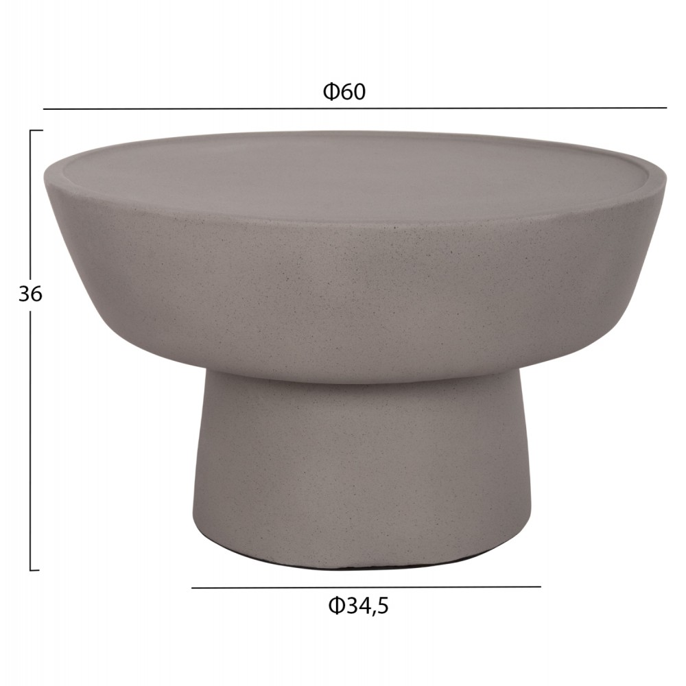 Τραπέζι σαλονιού "PIRSON" από fiber cement σε χώμα γκρι Φ60x36