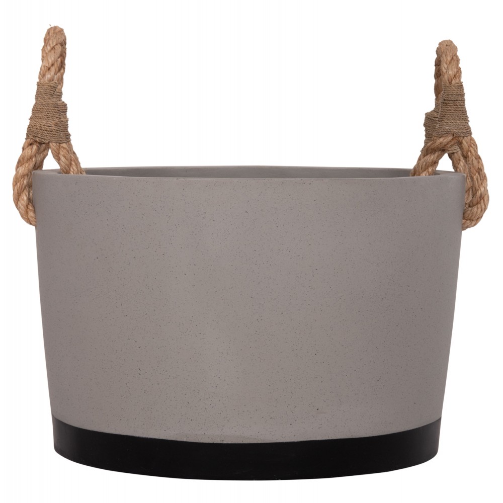 Γλάστρα "TRYLL" από fiber cement/σχοινί σε χρώμα γκρι/μαύρο Φ40x25.5