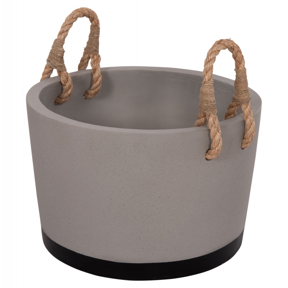 Γλάστρα "TRYLL" από fiber cement/σχοινί σε χρώμα γκρι/μαύρο Φ40x25.5