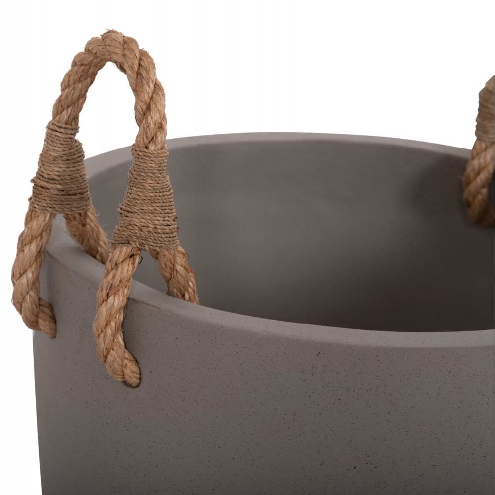 Γλάστρα "TRYLL" από fiber cement/σχοινί σε χρώμα γκρι/μαύρο Φ40x25.5