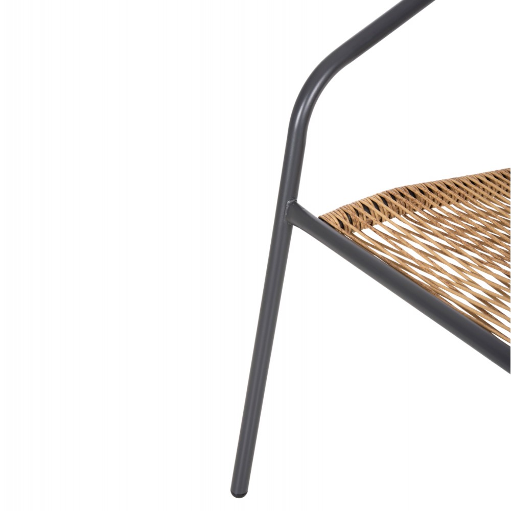 Σετ τραπεζαρίας "SWIFTER" 5τμχ από μέταλλο/rattan/γυαλί σε χρώμα γκρι/φυσικό 110x60x71