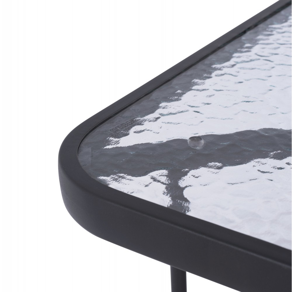 Σετ τραπεζαρίας "SWIFTER" 5τμχ από μέταλλο/rattan/γυαλί σε χρώμα γκρι/φυσικό 110x60x71