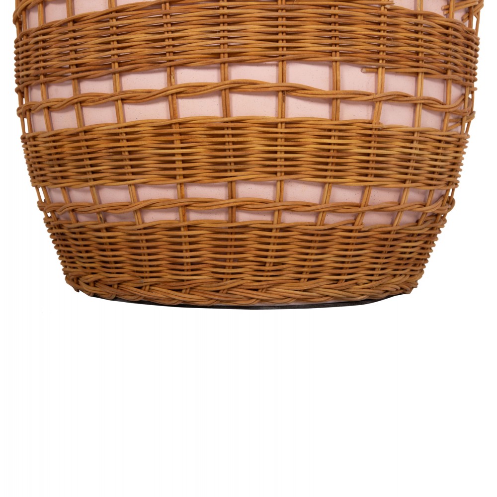 Βοηθητικό τραπέζι "VILHENA" από fiber cement/rattan σε χρώμα ροζ/φυσικό Φ44.5x45