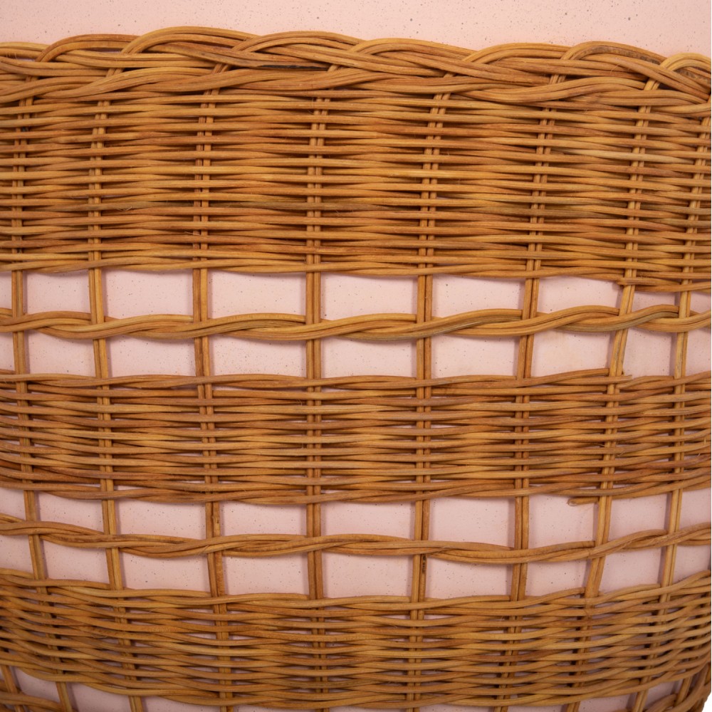 Βοηθητικό τραπέζι "VILHENA" από fiber cement/rattan σε χρώμα ροζ/φυσικό Φ44.5x45