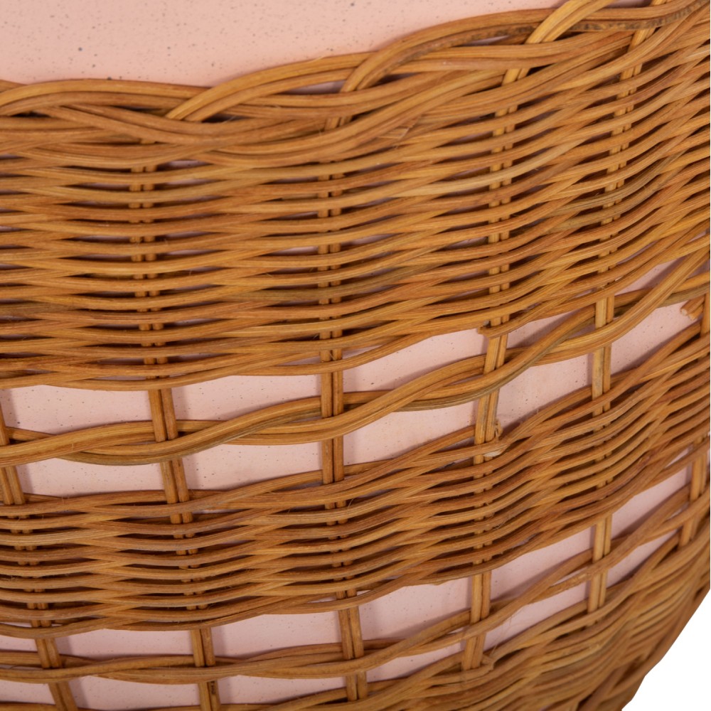 Βοηθητικό τραπέζι "VILHENA" από fiber cement/rattan σε χρώμα ροζ/φυσικό Φ44.5x45