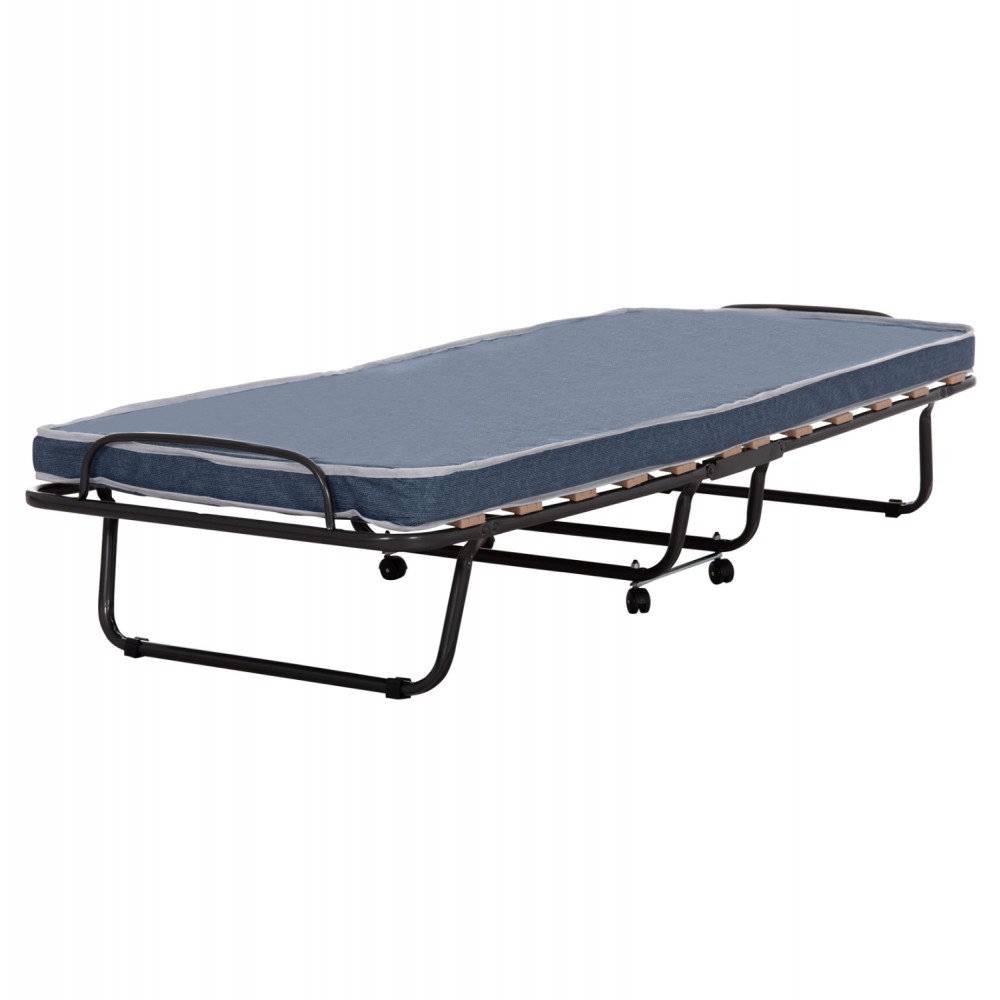 Κρεβάτι-ράντζο "SLADE" από μέταλλο με ρόδες και στρώμα 80x183x37.5