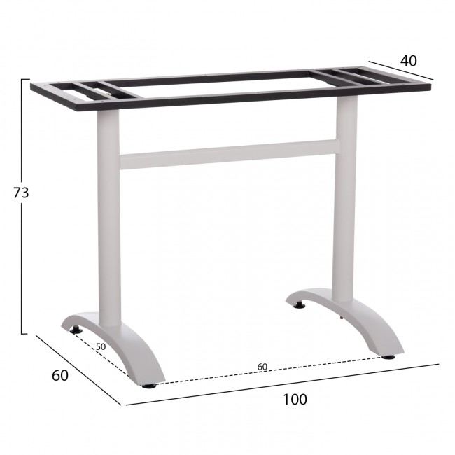 Βάση τραπεζιού διπλή από μέταλλο σε χρώμα λευκό 100x60x73