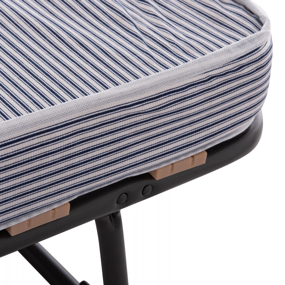 Κρεβάτι-ράντζο "NOBLE" με ρόδες και στρώμα από μέταλλο σε χρώμα μαύρο 80x182x37.5