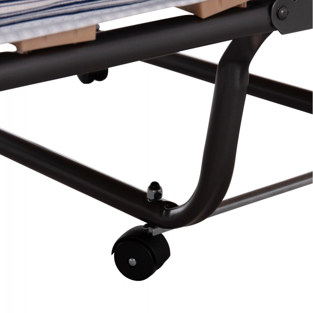 Κρεβάτι-ράντζο "NOBLE" με ρόδες και στρώμα από μέταλλο σε χρώμα μαύρο 80x182x37.5