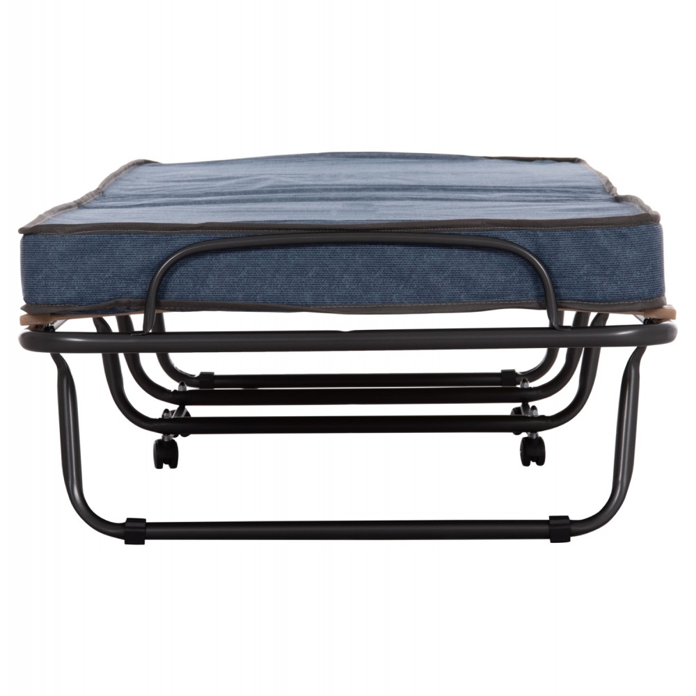 Κρεβάτι-ράντζο "NOBLE" με ρόδες και στρώμα από μέταλλο σε χρώμα μαύρο 80x182x37.5