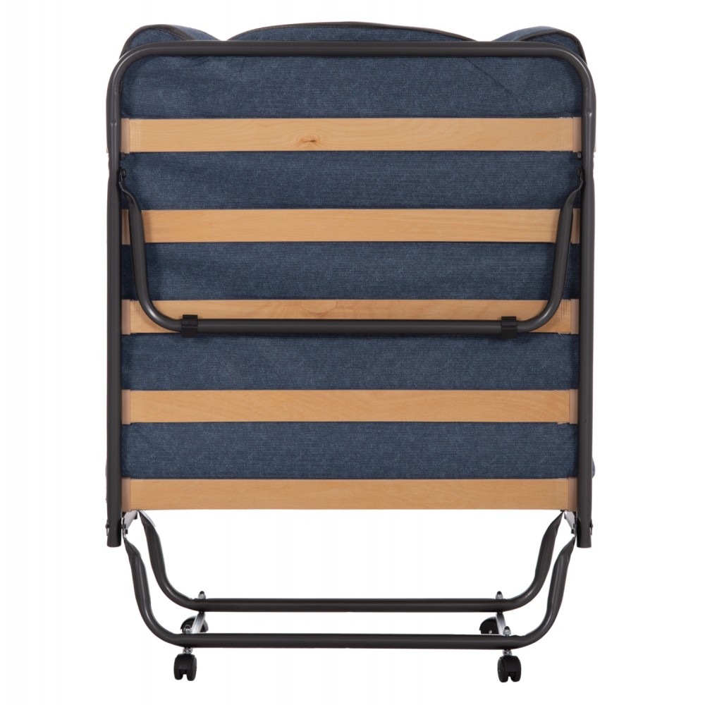 Κρεβάτι-ράντζο "NOBLE" με ρόδες και στρώμα από μέταλλο σε χρώμα μαύρο 80x182x37.5