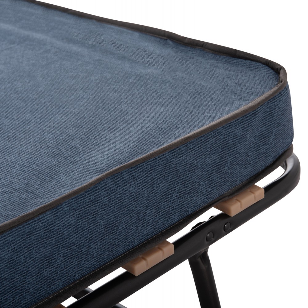 Κρεβάτι-ράντζο "NOBLE" με ρόδες και στρώμα από μέταλλο σε χρώμα μαύρο 80x182x37.5