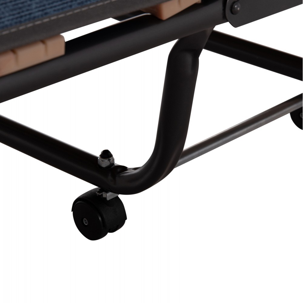 Κρεβάτι-ράντζο "NOBLE" με ρόδες και στρώμα από μέταλλο σε χρώμα μαύρο 80x182x37.5