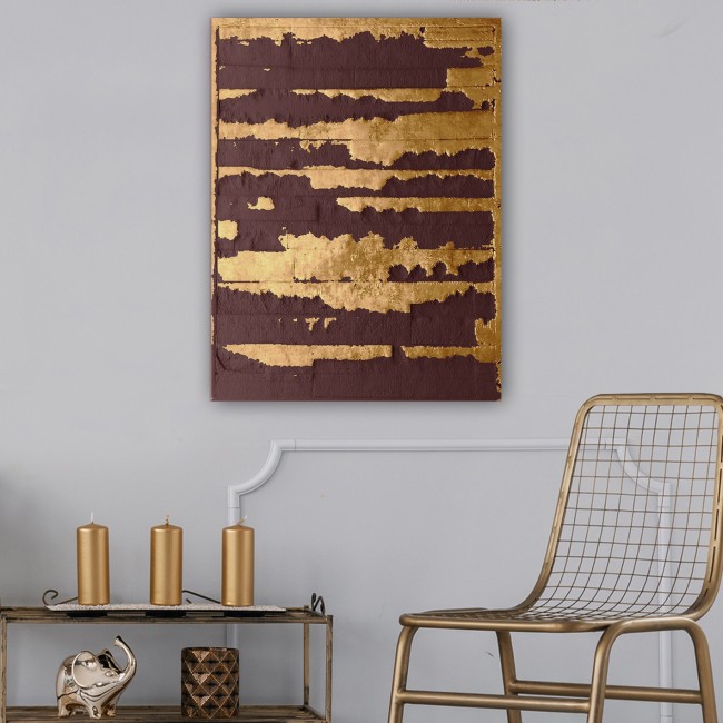 Πίνακας τοίχου "GOBI" σε εκτυπωμένο καμβά σε χρώμα μαύρο/χρυσό 98x2.5x68